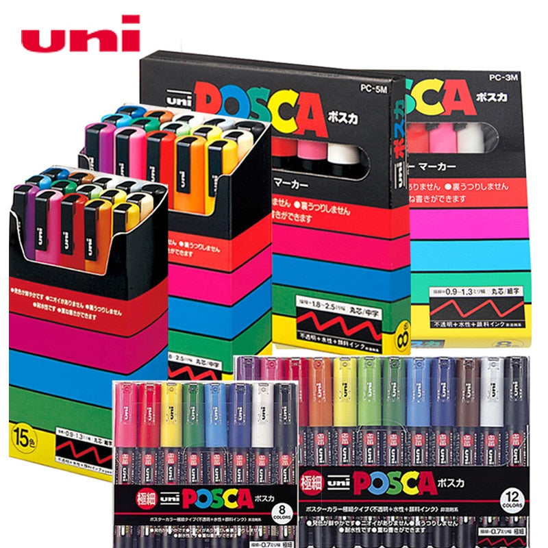 UNI Posca Marker Pen PC-1M PC-3M PC-5M Pubblicità Pennarelli colorati a  vernice permanente Manga Disegno Graffiti Art