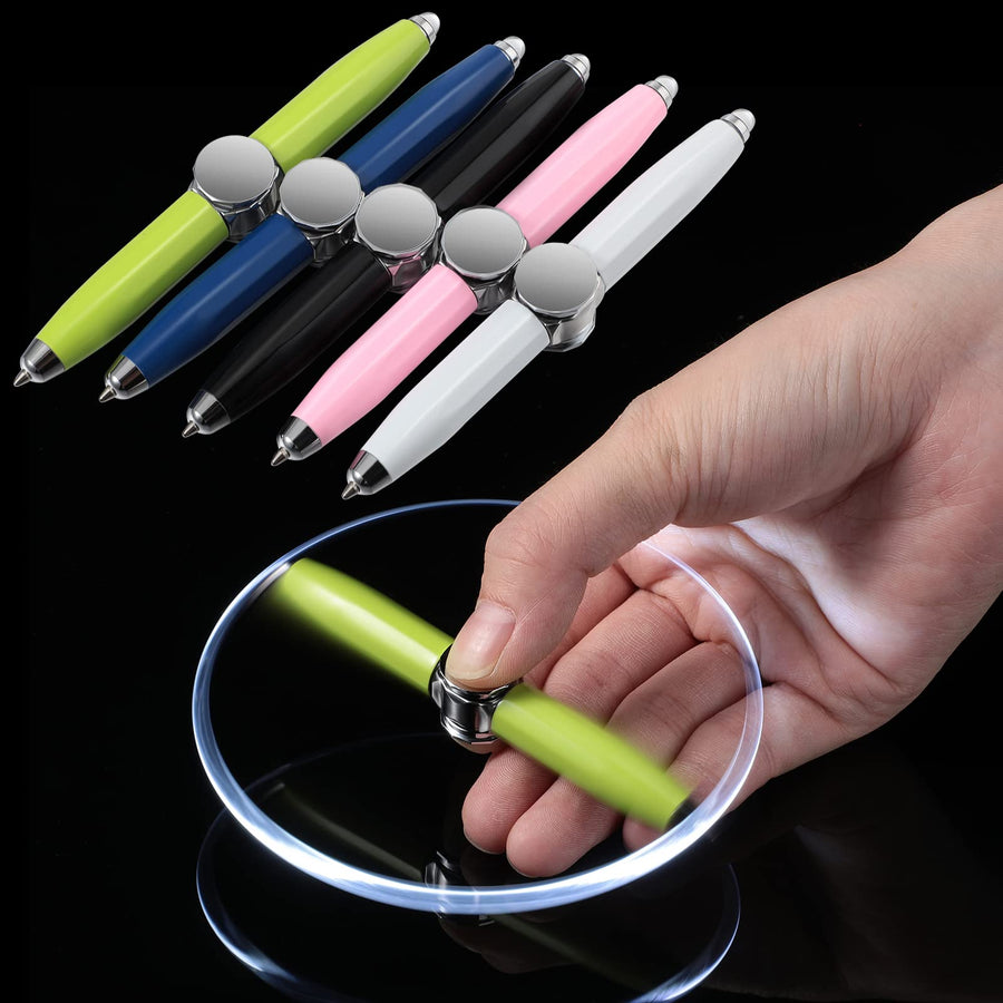 Penna LED multifunzione creativa Spinning Decompression Gyro Penna a sfera in metallo Forniture scolastiche per ufficio di moda Penne da scrittura - Gufetto Brand 