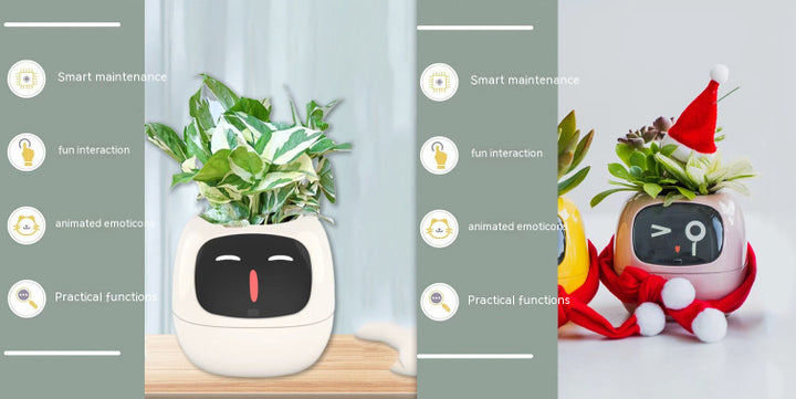 Smart Planter Divertimento senza fine Oltre 49 ricche espressioni 7 sensori intelligenti e chip AI rendono la coltivazione delle piante facile e divertente