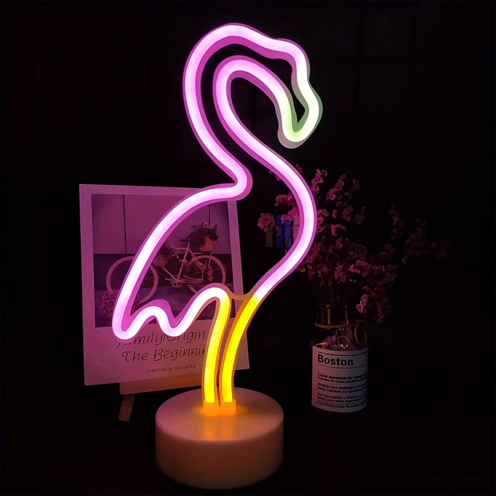 Flamingo LED Neon Light - USB or Battery Powered, Modern Decorative Night Light with Base for Home & Party Decor, Perfect Gift Idea (Batteries Not Included)