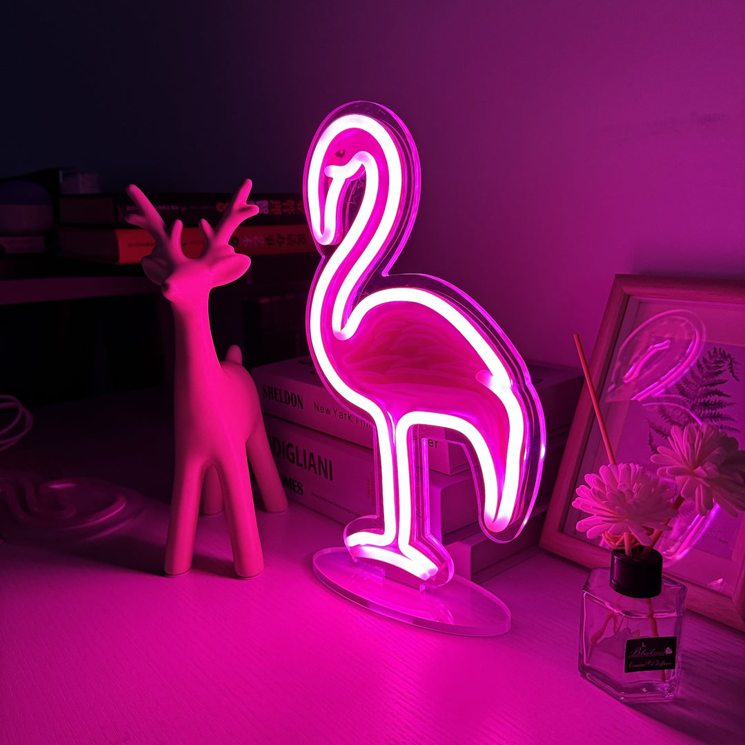 Vibrant Pink Flamingo LED Decorative Lamp - Perfect for Bars, Bedrooms, Beach Parties, and More! USB Powered, Button Control, and No Batteries Included. Suitable for Home, Kitchen, and Party Settings.