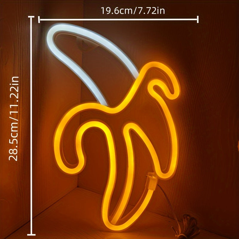 Banana-Shaped Neon LED Light, USB & Battery Powered, Wall Hanging Decorative Fruit Lamp for Space Illumination