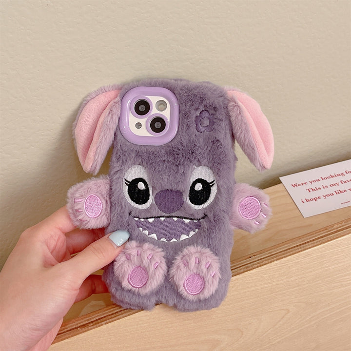 Embroidered Plush Model Cute Stitch Phone Case For IPhone15 Pro Max/15 Pro/15/15/15Plus/14 Pro Max/14 Pro/14Plus/14/13 Pro Max/13 Pro/13/12 Pro Max/12 Pro/12/11Pro Max/11 Slam-proof Phone Case