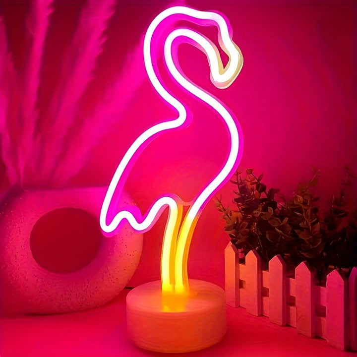 Flamingo LED Neon Light - USB or Battery Powered, Modern Decorative Night Light with Base for Home & Party Decor, Perfect Gift Idea (Batteries Not Included)