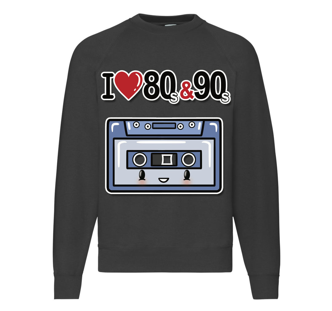 Felpa Classic Uomo Donna I LOVE 80/90 MUSICASSETTA ( M44400874 ) - Gufetto Brand 