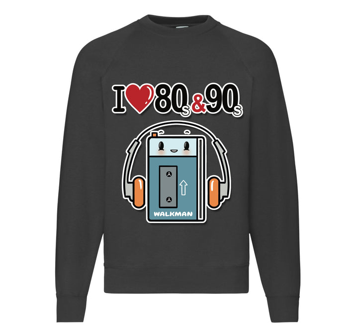 Felpa Classic Uomo Donna I LOVE 80/90 WALKMAN ( WA8054362 ) - Gufetto Brand 