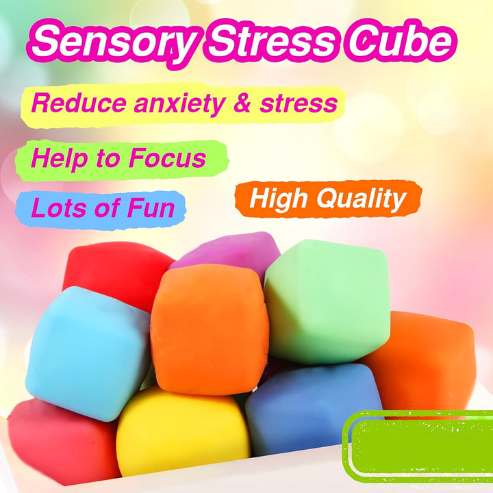 Stress Cube Fidget Toys for : 18 Pack Squeeze Stress Balls Stress Relief Toys for Anxiety - Squishy Balls Sensory Fidget Toys for Adults Autism in Classroom Office Party