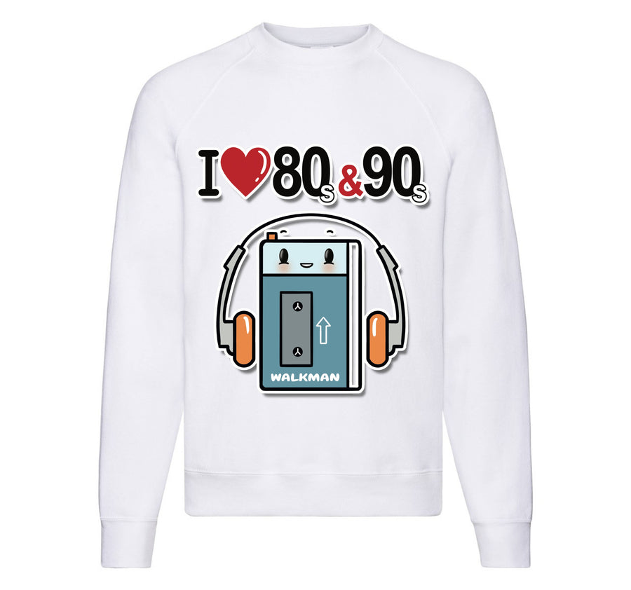 Felpa Classic Uomo Donna I LOVE 80/90 WALKMAN ( WA8054362 ) - Gufetto Brand 