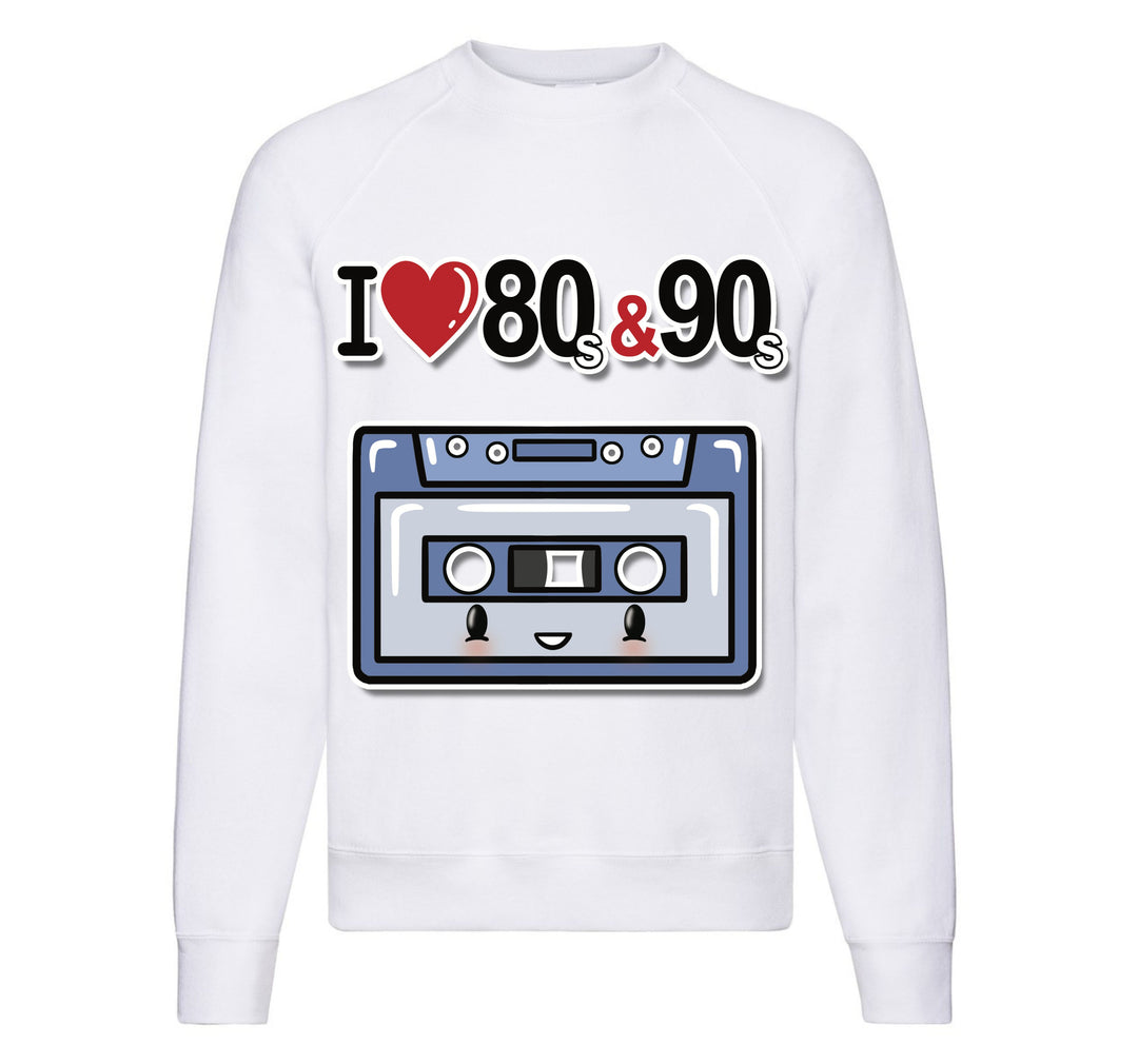 Felpa Classic Uomo Donna I LOVE 80/90 MUSICASSETTA ( M44400874 ) - Gufetto Brand 