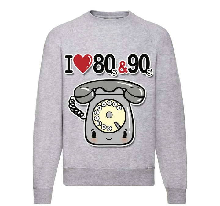 Felpa Classic Uomo Donna I LOVE 80/90 TELEFONO ( T893666578 ) - Gufetto Brand 