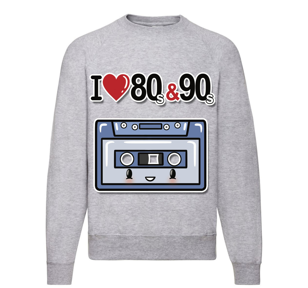 Felpa Classic Uomo Donna I LOVE 80/90 MUSICASSETTA ( M44400874 ) - Gufetto Brand 