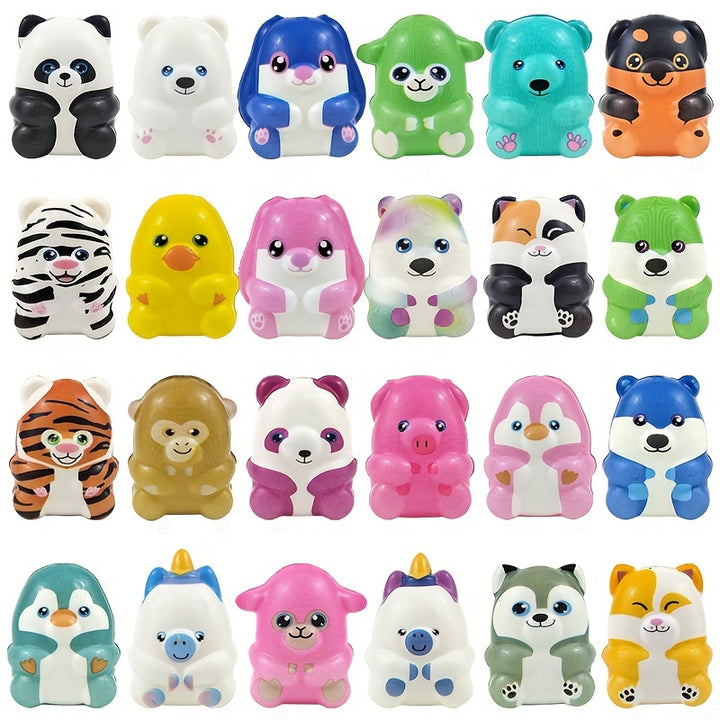 16pcs Animal Squishy Toys Party Favors Happy Birthday Party Gifts Squeeze Toys Random Designs Animal PU Squishy Toys Novelty Capsule Toys Animal Squeezing Toys