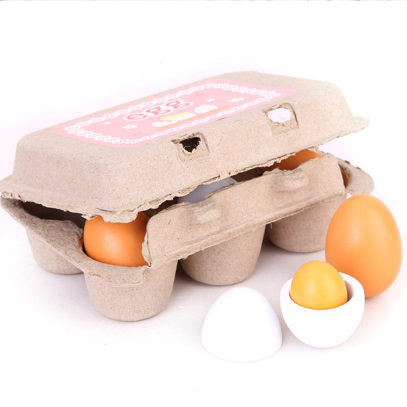 3/6pcs/set Wooden Artificial Eggs DIY Toy Wooden House Kitchen Education Food Toys For Children