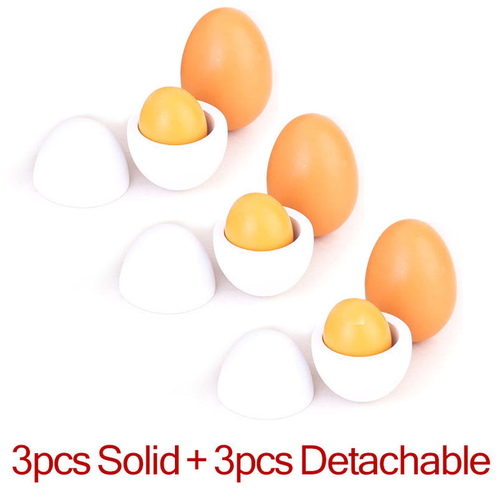 3/6pcs/set Wooden Artificial Eggs DIY Toy Wooden House Kitchen Education Food Toys For Children