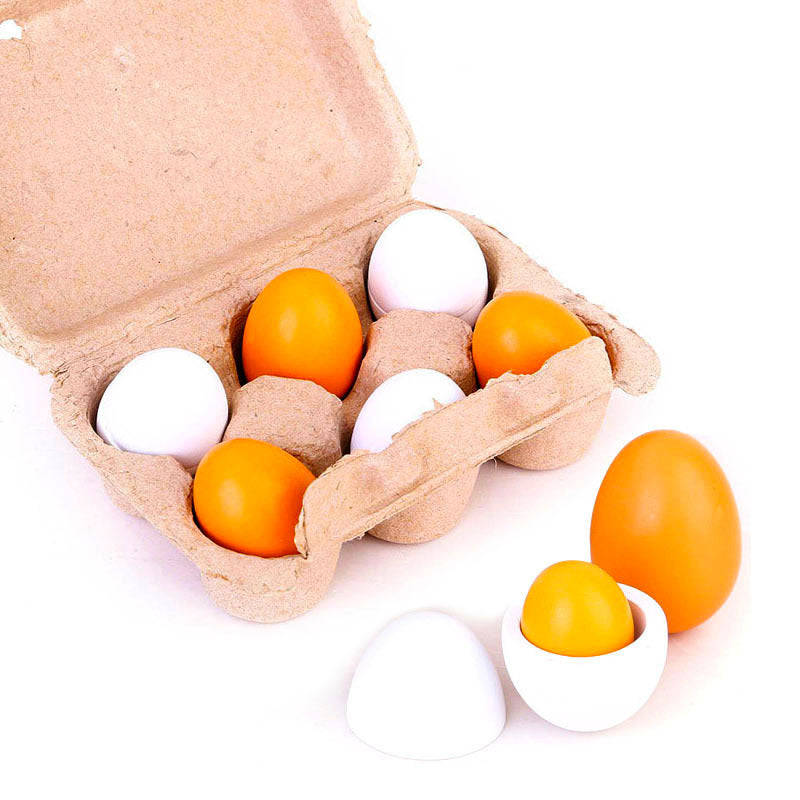 3/6pcs/set Wooden Artificial Eggs DIY Toy Wooden House Kitchen Education Food Toys For Children