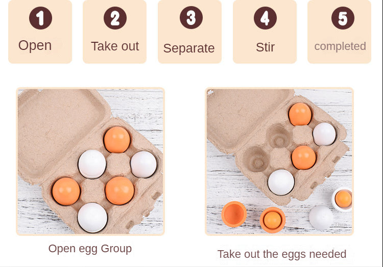 3/6pcs/set Wooden Artificial Eggs DIY Toy Wooden House Kitchen Education Food Toys For Children