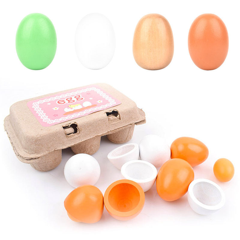 3/6pcs/set Wooden Artificial Eggs DIY Toy Wooden House Kitchen Education Food Toys For Children