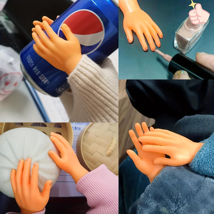 10-Pack Realistic Rubber Mini Hand Puppet Finger Toys, Flat Style Rubber Hands for Puppet Show, Gag Performance, Party Favors, Novelty Toy