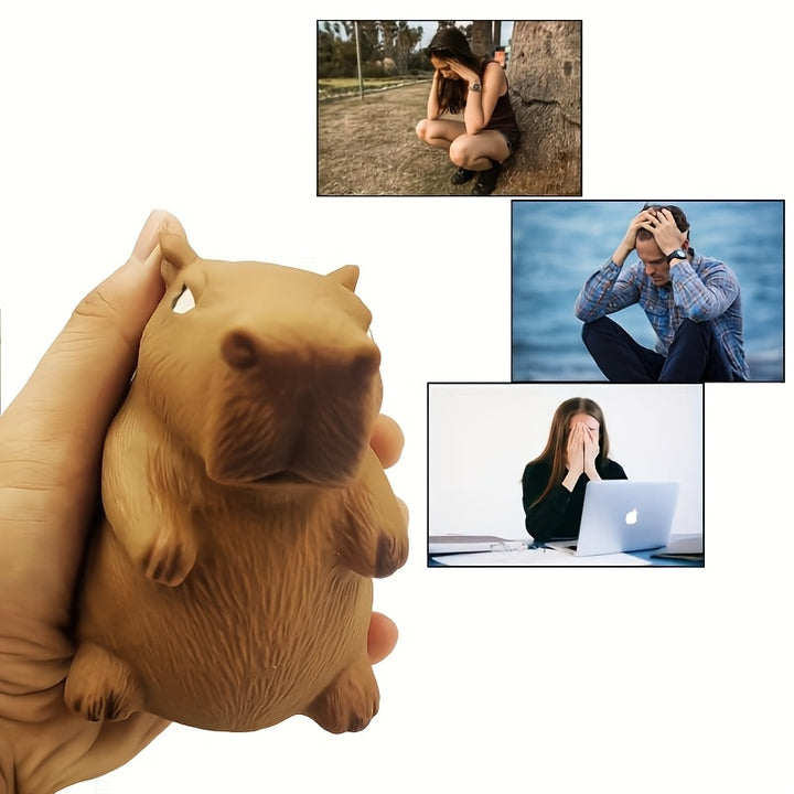 1pc Capybara-Shaped Stress Relief Ball - Durable Rubber Squishy Squeeze Toy for Stress Reduction, Sensory Fidget Play, Autism Therapy - Fun Gift for All Ages