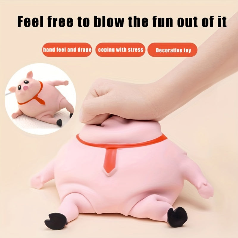 Stress-Relief Pink Pig Toy - Slow Rebound, Kneadable Rubber Squishy for Office & Youngsters' Fun Gifts