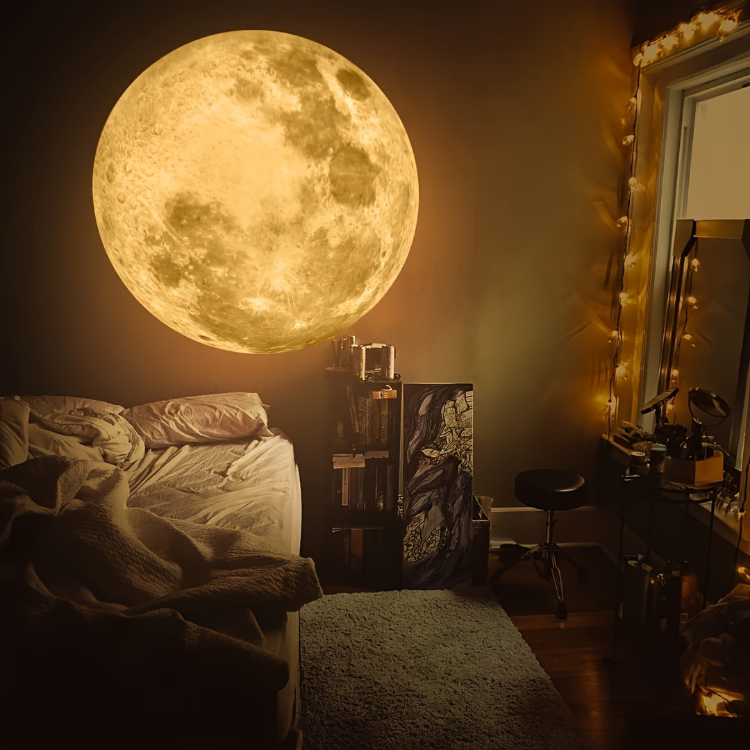 1pc 360° Rotatable Moon Lamp Projector, 3 Interchangeable Projection Plugs, USB-Powered LED Ceiling Light for Bedroom, Photo Backdrop, Proposal, Wedding Decor, ABS Plastic, Non-Waterproof, Decorative Use