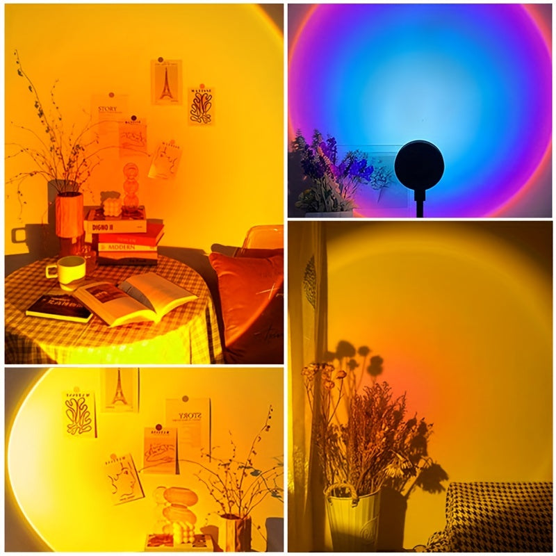 Sunset Lamp, Projector Sunset Light LED Projection Night Light 360 degrees rotating romantic rainbow light USB plug -in, for photography, selfie, party, bedroom, computer lamp decoration