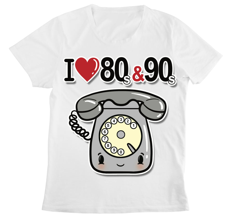 T-shirt Donna I LOVE 80/90 TELEFONO ( T893666578 ) - Gufetto Brand 