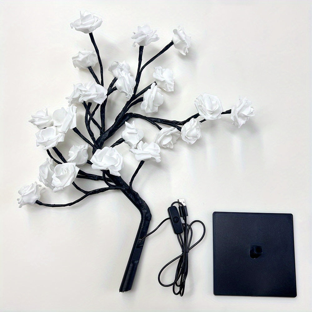 Shenzhi Tech Rose Tree Lamp, USB Powered LED Light Flower Night Light For Home Living Room Halloween Christmas Desk Decor