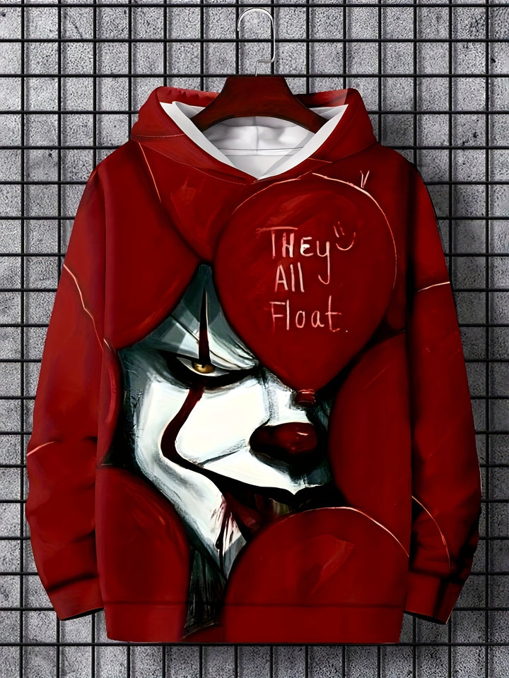 Men's Joker Graphic Print Hoodie, Casual Long Sleeve Hooded Sweatshirt For Outdoor