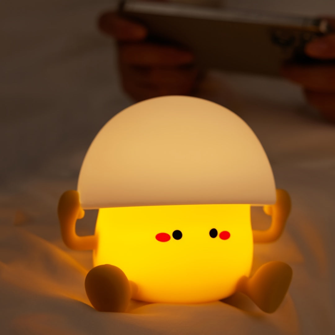 1 cute Egg Yolk silicone night light Smart pat light USB rechargeable with data cable, room desktop decoration atmosphere light with three levels of brightness, 30 minutes of sleep companion, timed automatic light off, classm