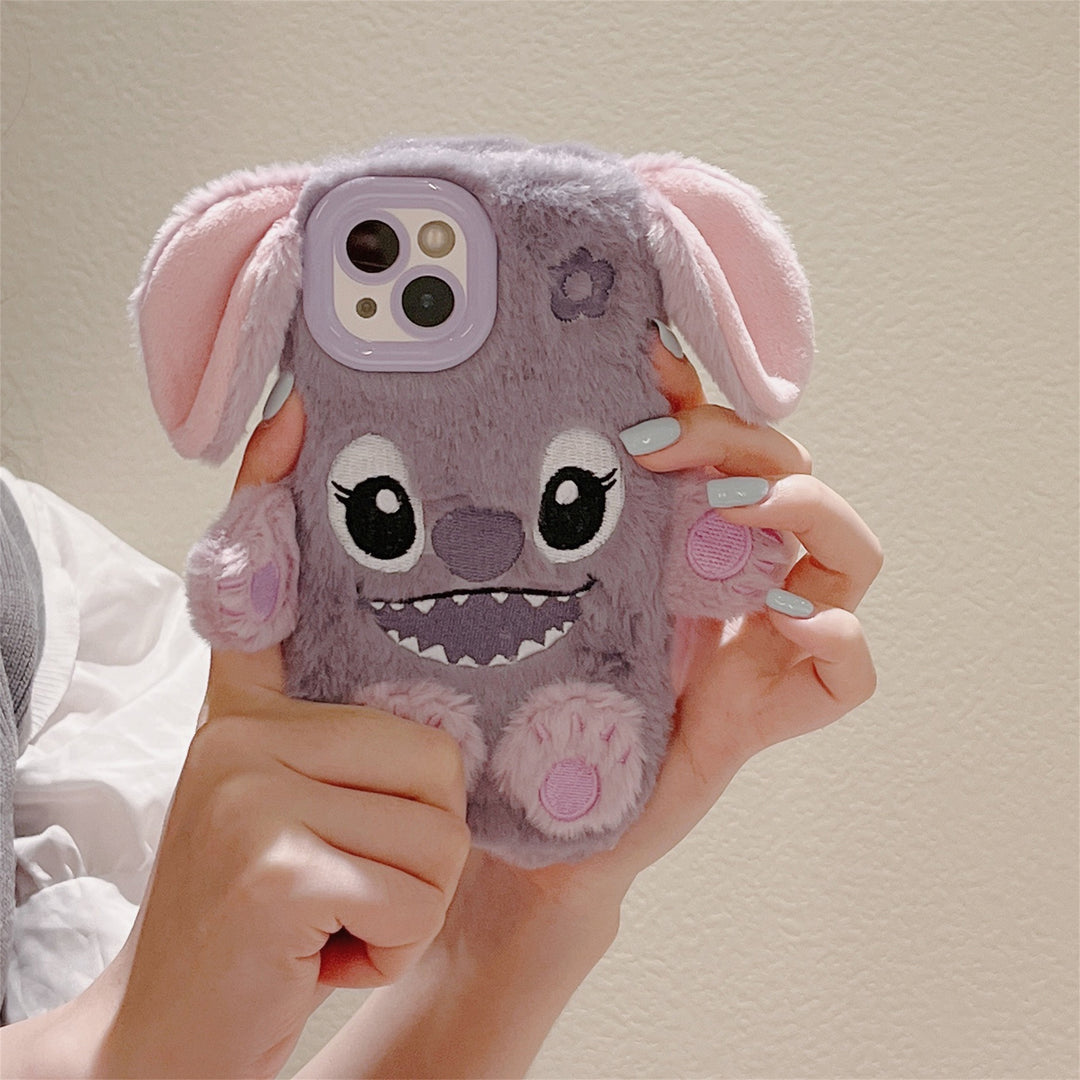 Embroidered Plush Model Cute Stitch Phone Case For IPhone15 Pro Max/15 Pro/15/15/15Plus/14 Pro Max/14 Pro/14Plus/14/13 Pro Max/13 Pro/13/12 Pro Max/12 Pro/12/11Pro Max/11 Slam-proof Phone Case