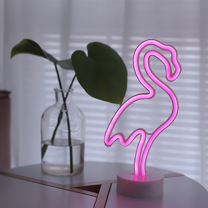 Flamingo LED Neon Light - USB or Battery Powered, Modern Decorative Night Light with Base for Home & Party Decor, Perfect Gift Idea (Batteries Not Included)