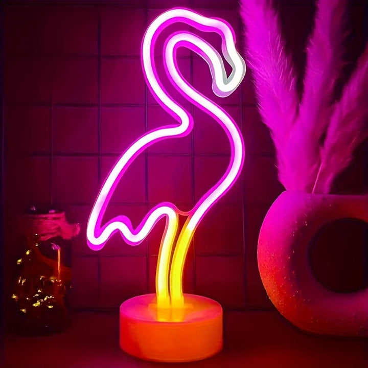 Flamingo LED Neon Light - USB or Battery Powered, Modern Decorative Night Light with Base for Home & Party Decor, Perfect Gift Idea (Batteries Not Included)