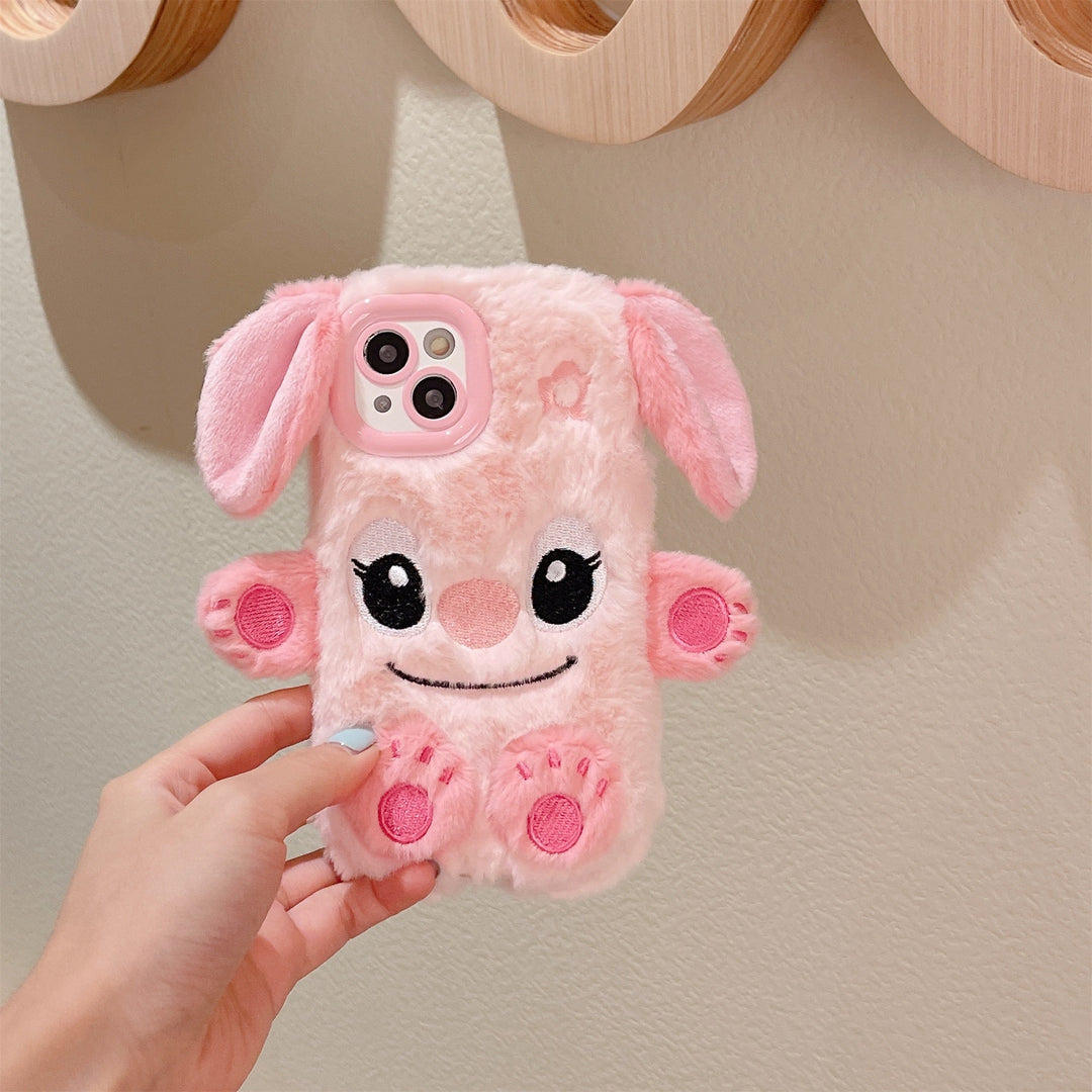 Embroidered Plush Model Cute Stitch Phone Case For IPhone15 Pro Max/15 Pro/15/15/15Plus/14 Pro Max/14 Pro/14Plus/14/13 Pro Max/13 Pro/13/12 Pro Max/12 Pro/12/11Pro Max/11 Slam-proof Phone Case