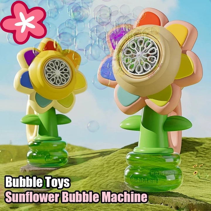 Macchina per bolle di girasole danzante Macchina per bolle di sapone elettrica automatica oscillante con giocattolo da esterno leggero per regalo per bambini