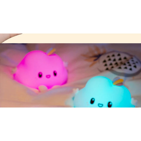 LED Luminous Relax Night Light, Silicone Touch Start Sleep Light Clouds Color Changing Face Changing with One Tap Silicone Profile Light Bedside Lamp Night Light