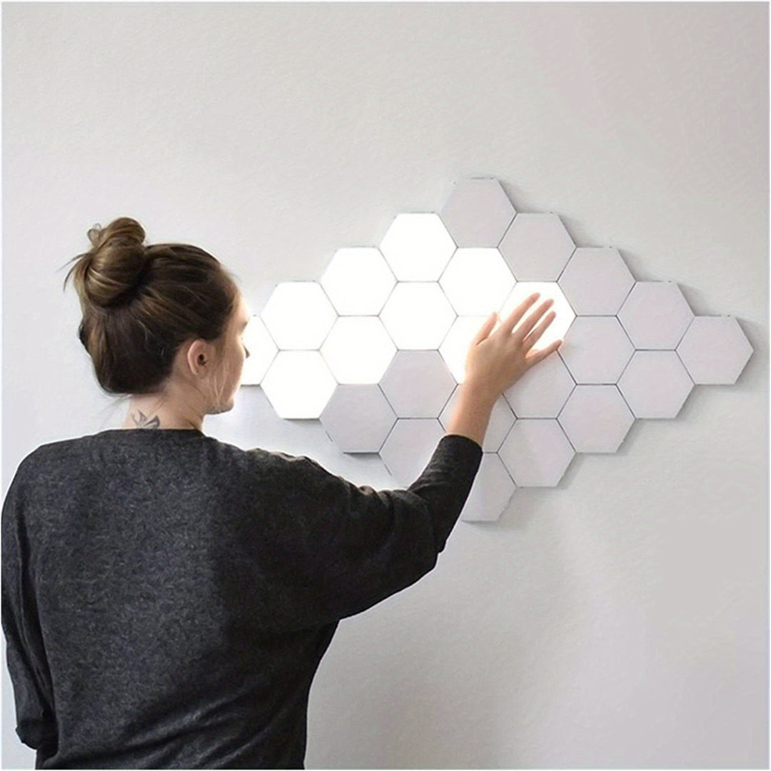 6packs Touch Control Hexagonal LED Wall Light, Neutral White Lamp With Touch Night Light, Easy To Use And Energy Efficient