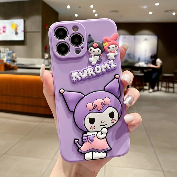 Sanrio Authorized Kuromi 3D Mobile Phone Case, Drop-Proof And Shockproof Mobile Phone Case Suitable for Apple 16/15/14/13/12/11/7/8/7Plus/8Plus/Xs Max/Xs/X/Xr, Christmas And Halloween Gifts