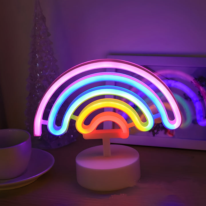 Contemporary USB Powered Rainbow Neon Light, Plastic Decorative Lamp for Bedroom, Home Desk Decor, Wedding, Birthday, Party, Holiday, Pride Month, Universal Spring Summer Celebrations, Gift - No Batteries Included