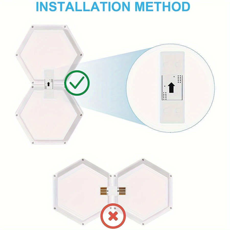 6packs Touch Control Hexagonal LED Wall Light, Neutral White Lamp With Touch Night Light, Easy To Use And Energy Efficient