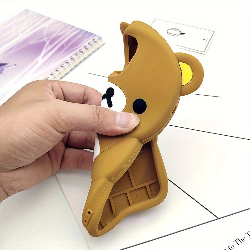 1pc Latest 3D Cartoon Cute Bear Mobile Phone Case for Girls and Boys Holiday Gift High Quality Silicone Skin Feel Soft Case Full Protection Anti-Fall Suitable for Apple Mobile Phones 12/13/14/15