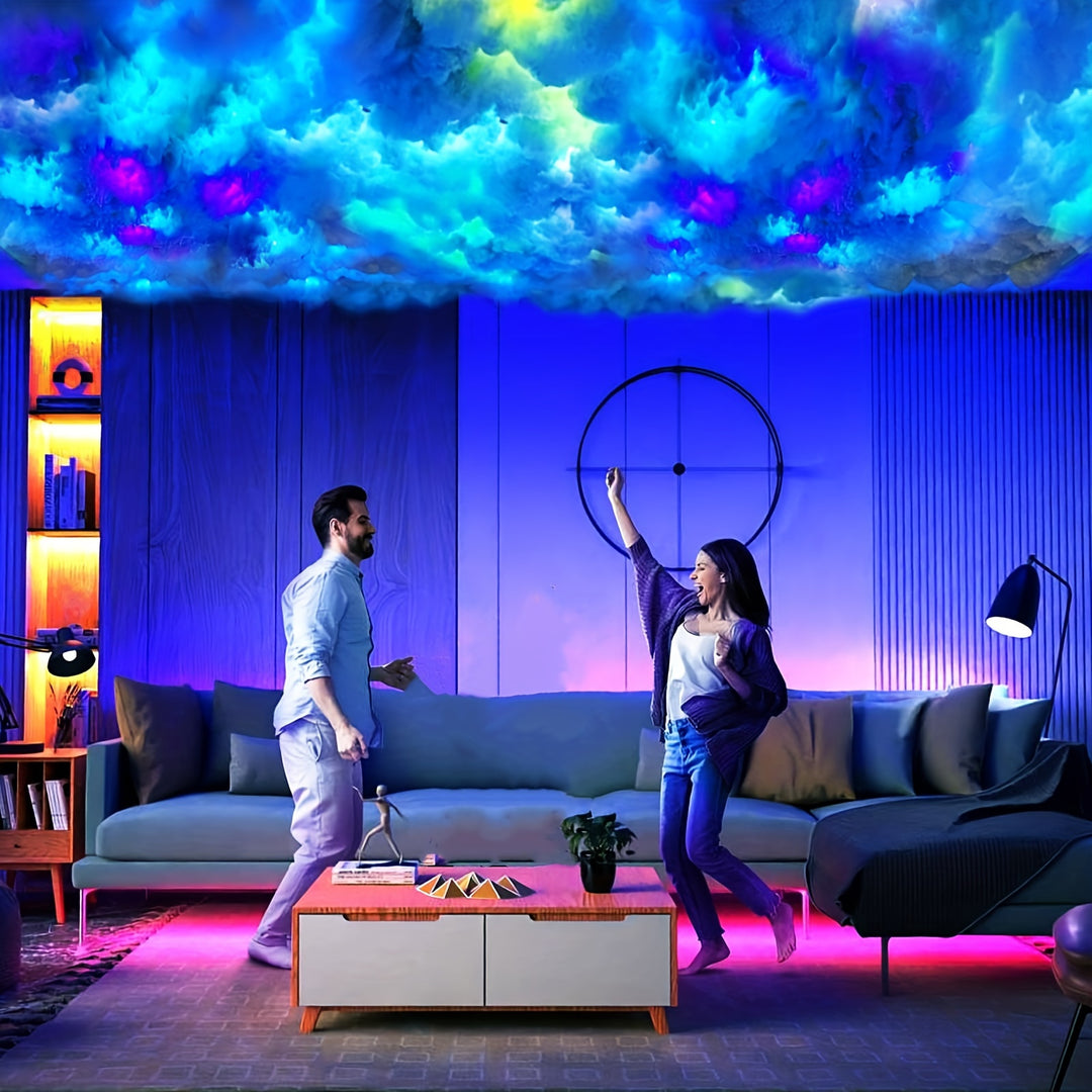 4.88meter New Cloud Light, Thundercloud LED Lights 3D Lightning Cloud Colorful Atmosphere DIY Creative Night Light, for Gaming Room, Club, DJ Party, USB Powered