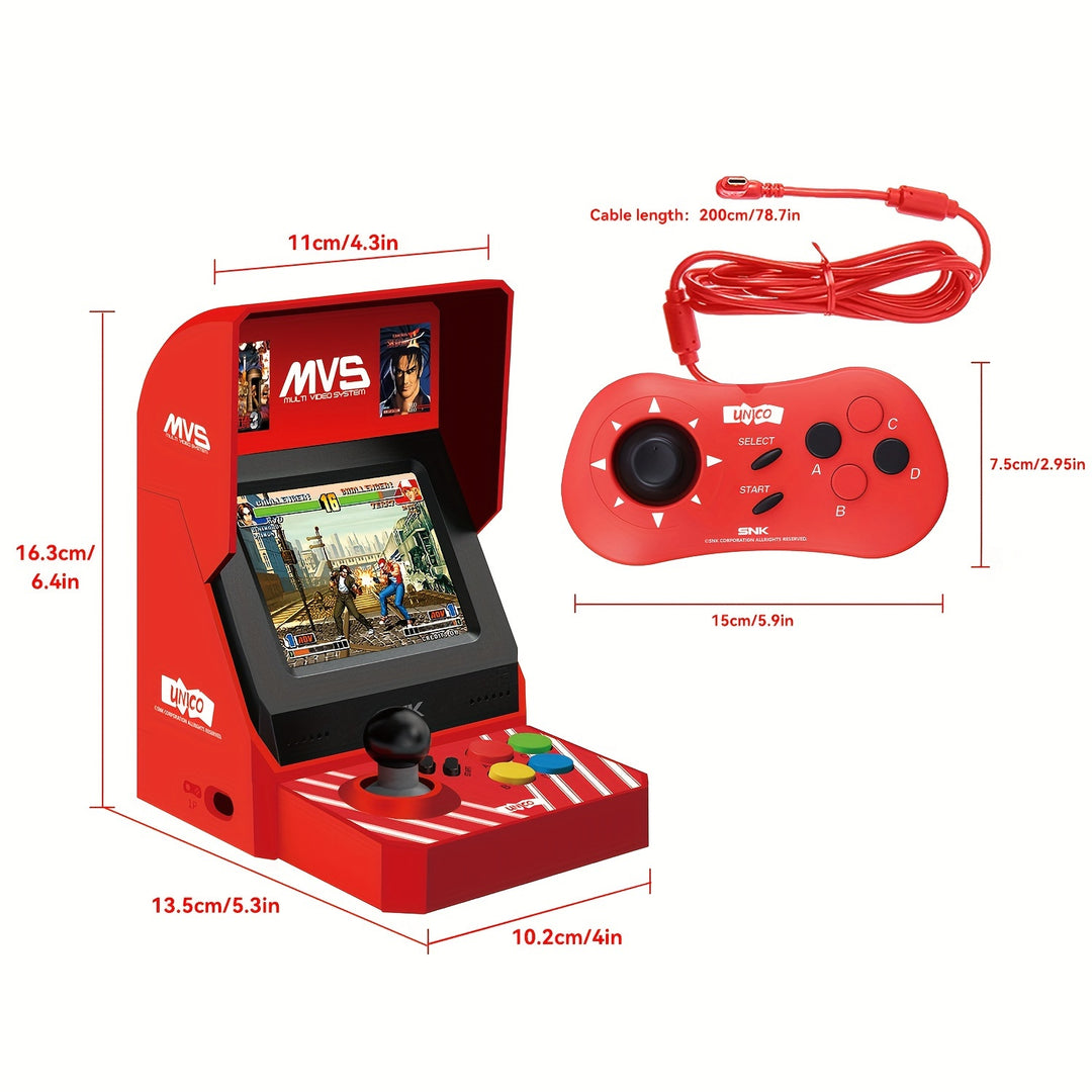 UNICO SNK MVS Mini Handheld with 2 Gamepads Arcade Video game console, Pre-installed with 45 Classic SNK NeoGeo Games: King Of Fighters/ Metal Slug/ Fatal Fury/Samurai Shodown, 3.5-inch Screen, Perfectly Reproducing Retro Arc