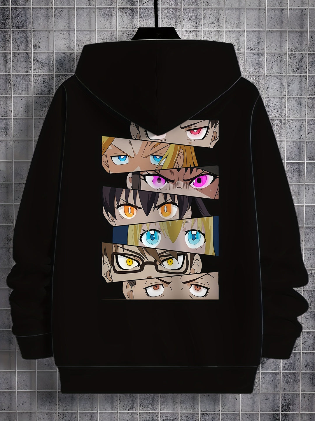 Men's Anime Print Hoodie - Casual Pullover with Kangaroo Pocket, Long Sleeve, Polyester Blend, Perfect for Fall & Winter - Great Gift Idea