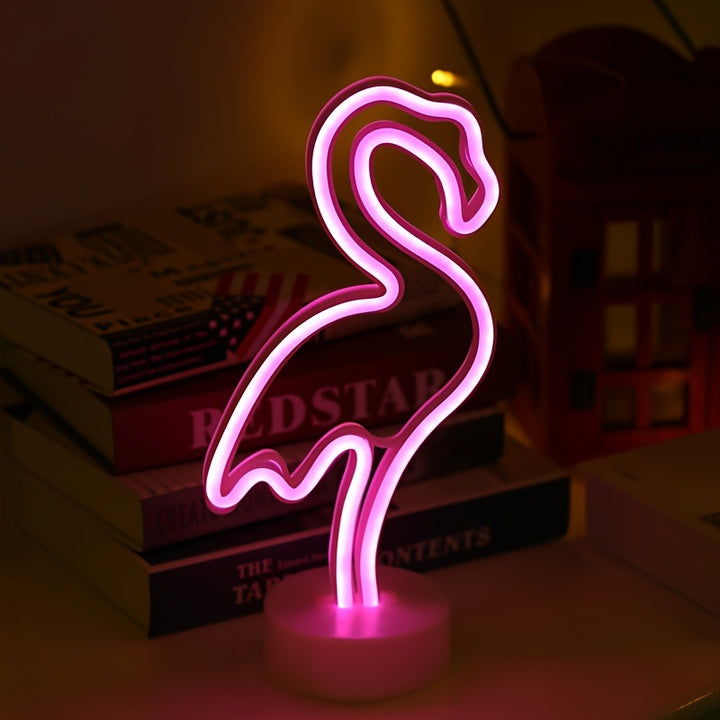 Flamingo LED Neon Light - USB or Battery Powered, Modern Decorative Night Light with Base for Home & Party Decor, Perfect Gift Idea (Batteries Not Included)