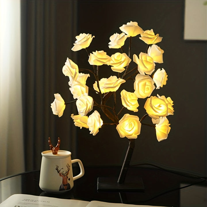 Shenzhi Tech Rose Tree Lamp, USB Powered LED Light Flower Night Light For Home Living Room Halloween Christmas Desk Decor