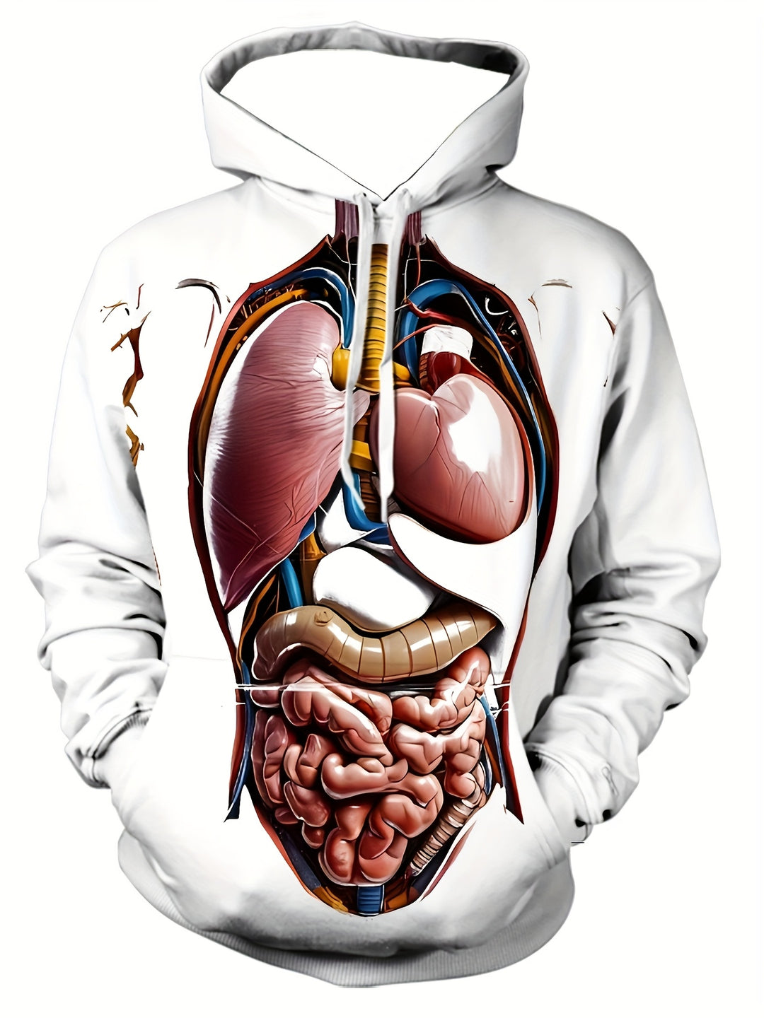 1pc Men'S 3D Anatomical Print Hoodie, Casual Polyester Knit Fabric Sweatshirt with Slight Stretch, Regular Fit Hooded Pullover for Fall/Winter Streetwear