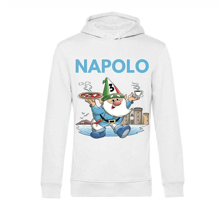 Felpa Cappuccio Bianca Uomo Napolo Outlet - Gufetto Brand 