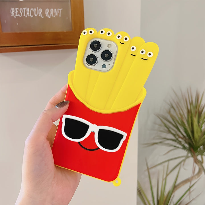 Cartoon Glasses Expression French Fries Mobile Phone Case for Iphone6/7/8 Plus Iphonex/Xsmax/Xr/11/12Mini 13/14/15/16 Pro Max