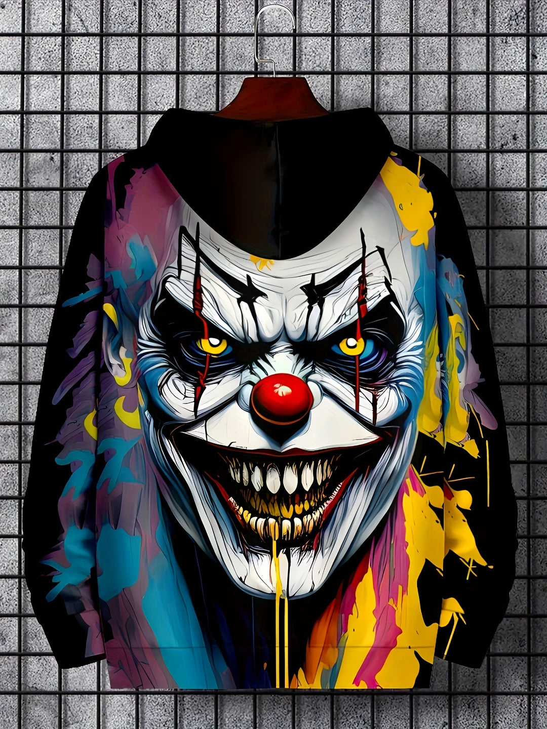 Men's Joker Graphic Print Hoodie, Casual Long Sleeve Hooded Sweatshirt For Outdoor